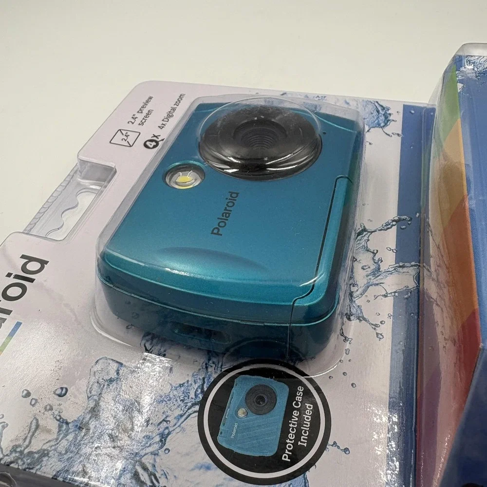 Polaroid IS049 Underwater Digital Camera 16MP Waterproof 4x Zoom Blue Teal‎ Case